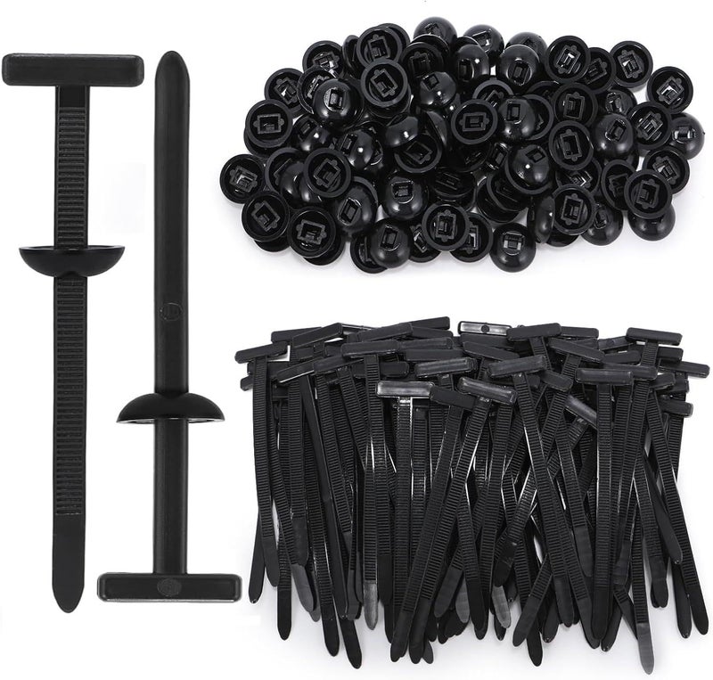 Denchy 100Pcs Nylon Universal Cable Tie Buckle, Ziplock Pro Car Button Grip Ziptie Lock Clips, Strap Style Self-Locking Zip Tie for Automotive Bumper Fender Liner Auto Body Trim Panel Fastener Push Rivets - Image 1